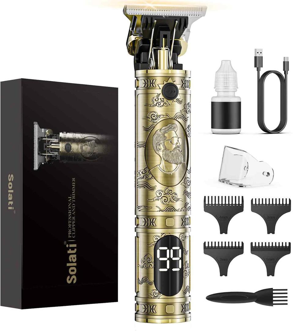 Solati Hair Clippers for Men Cordless Professional Beard Trimmers with LCD Display Electric Grooming Rechargeable Shaver Zero Gapped T/Blade Cutting Kit Gift for Women Men Children