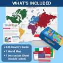 World Flags Flashcards, 245 Countries Flags, Geography Game with World Map - Educational Games for All Ages, Family, Adults, Classrooms & Homeschool, Gift for Teenage, 2.5 x 3.5 in