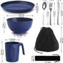 Camping Utensils, Reanea Camping Mess Kit for Travel, Camping, Picnic, Outdoor, Camping Gear Include Knife, Spoon, Fork Cutlery Set, Cup, Bowl, Plate, Camping Essentials for 1