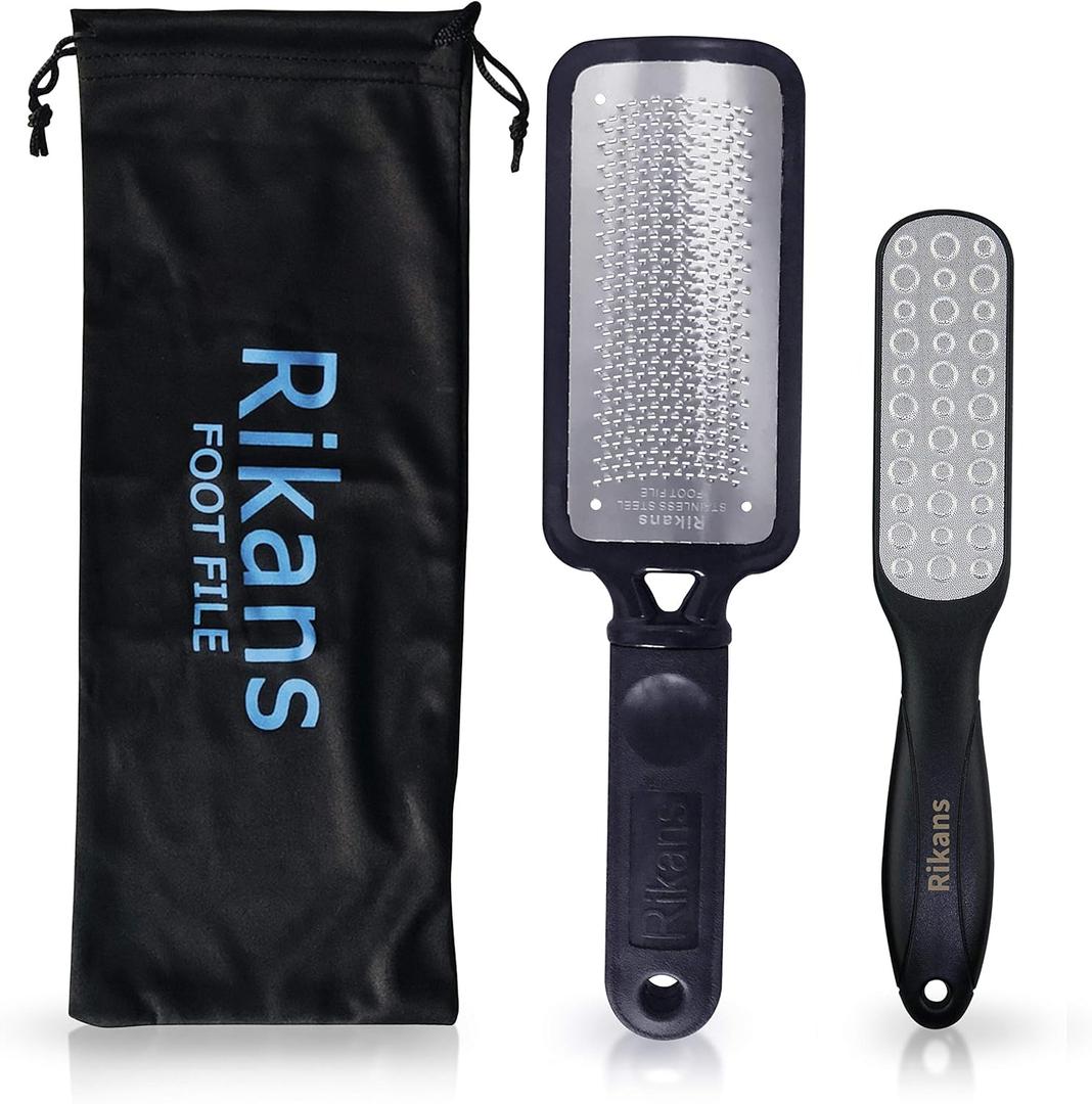 2 x Rikans Colossal Foot File, Professional Foot Rasp Callus Remover, Foot Care Pedicure Tool to Remove Hard Skin,Can Be Used on Wet or Dry Skin, High Grade Stainless Steel File (Foot File Set)