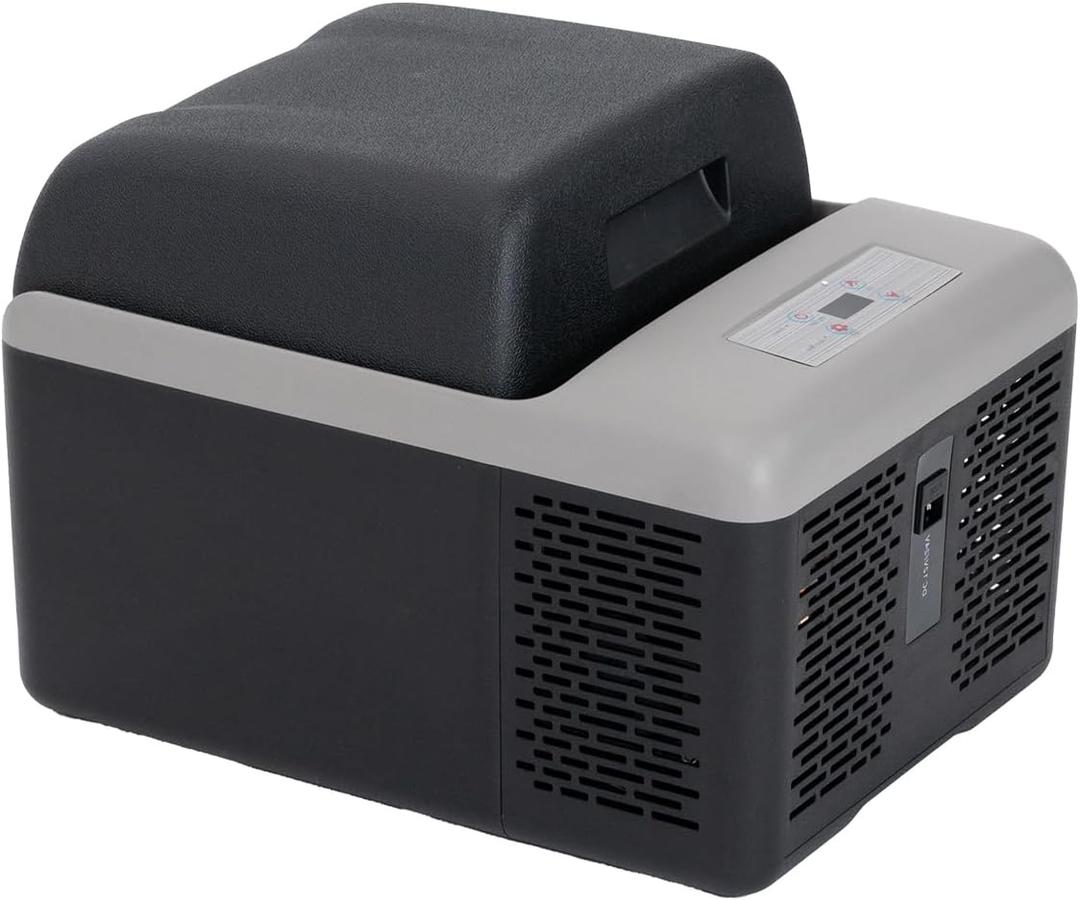 Alpicool C12PT Portable Car Freezer Cooler, 12 Volt Car Refrigerator, 12 Quart Fast Cooling, with 12/24V DC and 100-240V AC for Outdoor, Camping, RV, Truck (Black&Grey) (12qt, Black)