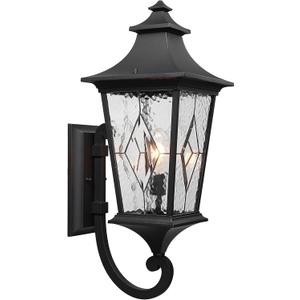 Outdoor Wall Lanterns Exterior Waterproof Wall Sconce Light Fixture 29.3 Inch Large Outdoor Porch Light with Water Ripple Glas for Garage Patio and Doorway Black Finish