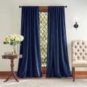 Velvet Blackout Curtains 50 x 95 Navy Blue, 2 Panels
