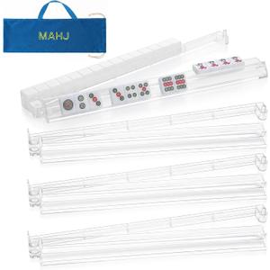 Clear Acrylic Mahjong Racks and Pushers Set of 4 with Carrying Bag, 17.6 inches