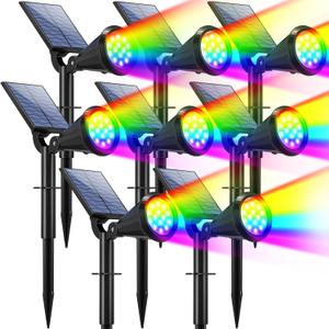 WELALO Solar Spot Lights Outdoor Color Changing, 7 Modes Solar Lights Outdoor Waterproof 180 Adjustable Multicolor RGB Landscape Spotlights Outside Auto On/Off for Yard Garden Wall Pathway - 8 Pack