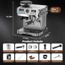 Espresso Machine with Grinder 20 Bar Professional Expresso Coffee Machines for Home Customizable 194-203 Temp Control Espresso Maker with 68oz Water Tank All-in-One Coffee Maker Cold Brew