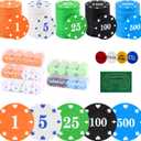 Plastic Poker Chips Set with Storage Box for Blackjack, Texas Hold'em, Night Poker Games