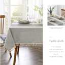 QIANQUHUI Embroidered Tablecloth for Dining Table,Dust Proof Spillproof Soil Resistant Cotton Linen Rectangle Table Cloths (Grey Lines, Rectangle/Oblong, 55'x120'', 10-12 Seats)