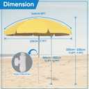 Northroad 8ft Large Beach Umbrella w/Sand Anchor Vent Tilt, Heavy Duty High Wind Patio Umbrellas w/Carry Bag,UV 50+ Sun Protection Portable Sunshade Umbrellas for Garden Pool Backyard, Bright Yellow
