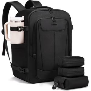 LOVEVOOK Travel Backpack for Men Women, 35L Carry on Backpack Flight Approved with 3 Packing Cubes, Large Personal Item Bag Fits 15.6 inch Laptop for Business Trip Weekender, Overnight Daypack, Black