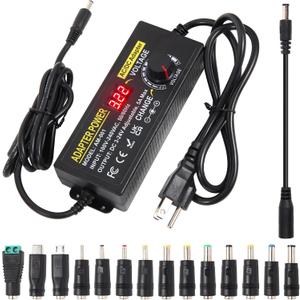 3V~24V 120W 5A Adjustable DC Power Supply AOYADAISU Universal Power Adapter with 14 Tips & Polarity Converter, 100-240V 50-60Hz Variable AC to DC Power Converter for LED Strip Light Camera 5000mA