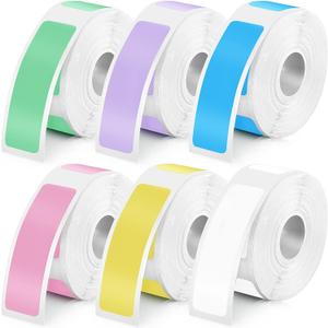 Marspark 960 Pieces Label Tape Print Stickers Laminated Labeling Paper Replacement Compatible with D30 Portable Printer, 160 / Roll, 12 x 40 mm, Colorful
