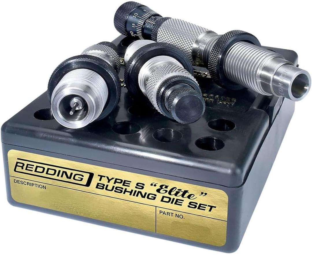 Redding Type S Elite Bushing 3-Die Set with Full Length, Neck Sizing, and Competition Seating Dies for Precision Reloading