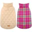 Kuoser Warm Dog Coat, Waterproof Dog Jacket for Extra Large Dogs, Adjustable Durable XL Doggie Winter Coat Reversible Cozy Puppy Cold Weather Apparel from Small to Large Breed, Rose XL