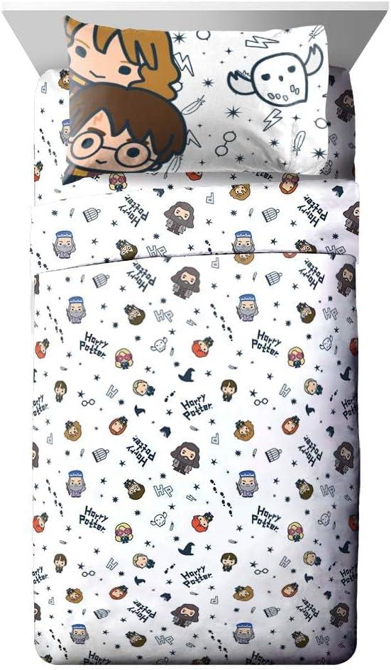 Jay Franco Kids Sheet Set with Fitted, Flat Sheets & Pillow Cover  UltraSoft Bedding with Pillowcase for Room Decor, Multi  Harry Potter, 3 Piece Twin, 66x96 in