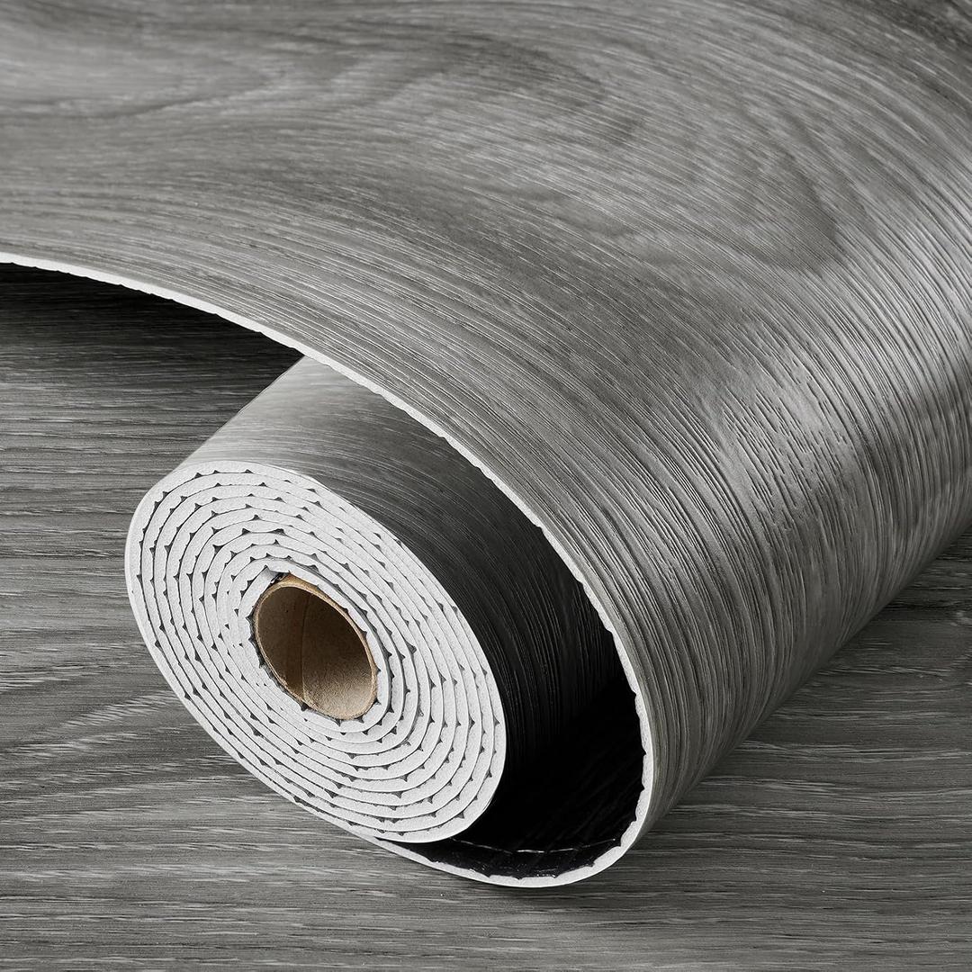 LaCheery Gray Vinyl Wood Flooring Peel and Stick Wood Flooring Waterproof 15.8"x317" Thick Peel and Stick Floor Tile Wood Plank Self Adhesive Flooring Tiles Wood Look Flooring for Bedroom Floor Walls