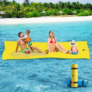 CTSC Lily Pad Floating Mat - Floating Water Mat - 9 x 4 Ft Floating Mat for Lake, 3-Layer Tear-Resistant XPE Foam with a 16.4' Elastic Bungee Tether for Lake, Beach, Ocean, Pool, 9' x 4' x 1.3"