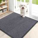 OLANLY Front Door Mat Indoor Outdoor Entrance, Waterproof Heavy Duty Doormat, Fade Resistant, Low Profile, Easy Clean Patio Porch Welcome Floor Mats for Entry, 35x30, Grey