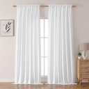 Chyhomenyc White Curtains 96 inch Length 2 Panels, Light Filtering Faux Linen Extra Wide Room Divider Patio Sliding Door Drapes, 8 FT, 60Wx96L, 2PCS