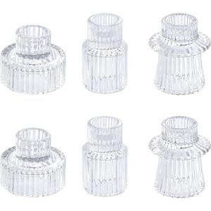 Vixdonos Glass Candlestick Holders Tealight Candle Holders for Table Centerpieces, Wedding Decor and Dinner Party (Set of 6, Clear)