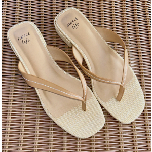Sweet Life 9 Tan Sandal Flip Flop HELEN Low Heel