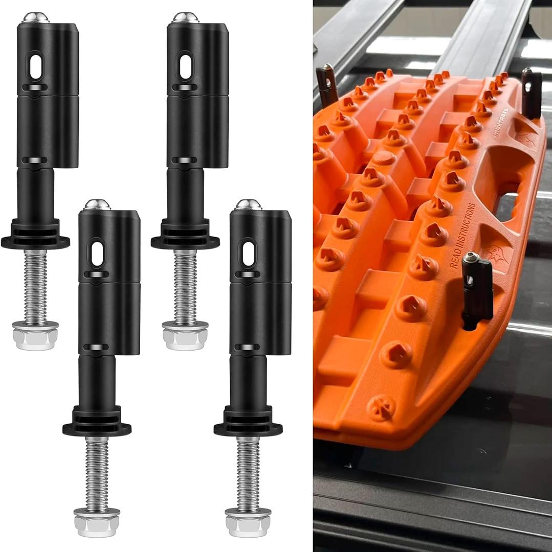 Mounting Pins for Recovery Boards, 4 PCS Lockable Traction Board Mount Pins, Safety Theftproof Mounting Pins Compatible with MaxTrax MKII Recovery Boards, Including M10 Bolts, 140MM Pins