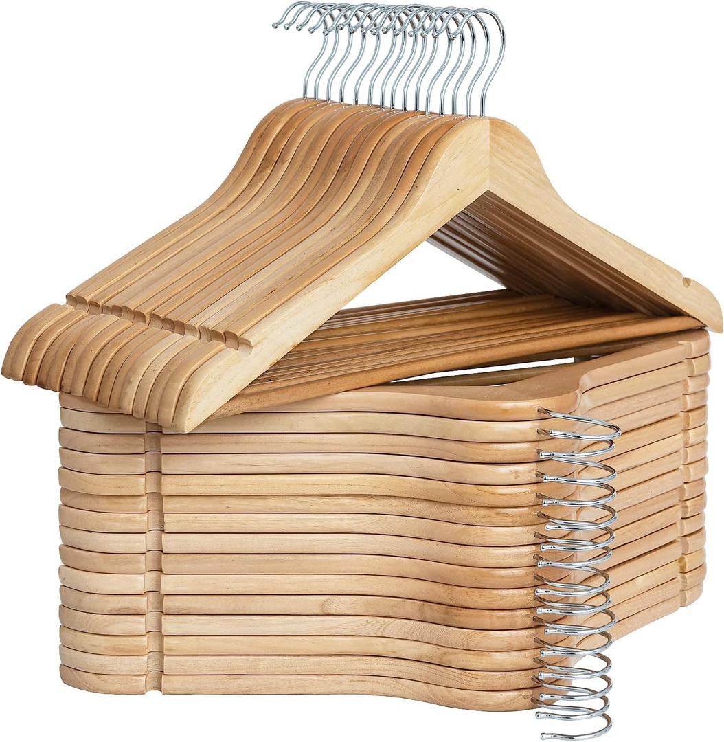 StorageWorks Wooden Hangers 30 Pack, Wood Coat Hanger for Coats, Shirts, Jackets, Pants, Suits, Natural Wood Color StorageWorks Wooden Hangers 30 Pack, Wood Coat Hanger for Coats, Shirts, Jackets, Pants, Suits, Natural Wood Color