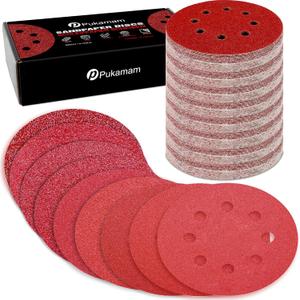 170 Pcs 5-inch Sanding Discs 40 60 80 120 180 240 320 400 600 Grit 8 Hole Hook and Loop Round Sandpaper for Random Orbital Sander