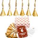 AKATVA Gold Christmas Ornaments Set  Vintage Christmas Decor for Tree  Gold Christmas Bells  Christmas Tree Ornaments for Holiday Season  Rustic Bells Hanging Ornaments  Set of 6 Pieces (6 pcs Cone Shape)