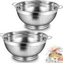 Maxdot 2 Pack 12 Quart Heavy Duty Stainless Steel Colander with Footed Base and Handles Pasta Spaghetti Berry Fruit Vegetable Kitchen Food Strainer Basket(37.9 cm/14.9 inch)
