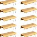 10Pcs Modern Finger Edge Pulls, 120mm/ 4.72inch Aluminum Hidden Tab Pull Handles, Rose Gold Concealed Finger Drawer Handles for Cabinet, Kitchen, Closet, Wardrobe, Door (Gold (More Copper))
