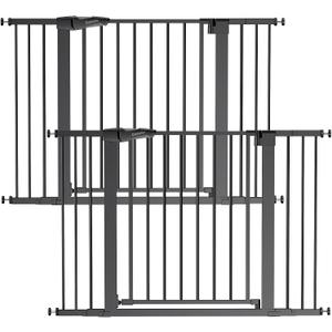 Babelio Baby Gate for Doorways and Stairs, 29-48" Auto Close Dog Gate PressGuard P7, Easy-Install Pressure Mounted Satey Door, No Drilling Safety Gate for Child and Pets, 2 Pack, Black