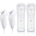 FASIGO Remote Controller with Nunchuck, Compatible with Nintendo Wii/Wii U, 2 Pack (White)