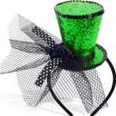 Green Mini Top Hat Headband Fascinator with Veil Leprechaun Hat Headband for Women St. Patrick's Day
