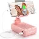 Gifts for Men Women, Phone Stand with Bluetooth Speaker and Charging Function 360 Rotable Angel Adjustable Cell Phone Holder with HD Stereo Sound Fits All Phones,Tablet (Pink)