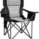 Camping Chairs for Adults Heavy Duty 500lbs Capacity, High Back Folding Chair with Thickened Steel Frame, Padded Portable Outside Chair with Cooler Bag, Cup Holder & Side Pocket, Black, 1 Pack (25''x25''x39.5'')