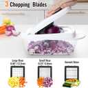 12 Blade All-in-1 Vegetable Chopper Mandoline Slicer with Container, Spiralizer with Containers, Food Chopper, Onion Chopper, Veggie Cutter for Salad, Kitchen Gadgets Accessories Essentials, White