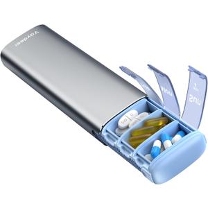 Vaydeer Metal Travel Pill Organizer, 7 Day Weekly Pill Box, Large Capacity Daily Cute Pill Case for Supplements, Pills, Vitamins and Medication (Small,Gunmetal) Vaydeer Metal Travel Pill Organizer, 7 Day Weekly Pill Box, Large Capacity Daily Cute Pill Case for Supplements, Pills, Vitamins and Medication (Small,Gunmetal)