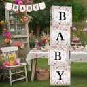 Wildflower Baby Shower Decorations - 4 Pcs in Bloom Thickened Cardstock Blocks With Letters, Banner, Clear Stickers for Girls Party Decor