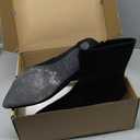 Coutgo Womens Low Kitten Heel Ankle Boots Pointed Toe Booties Side Zipper Fall Shoes (10, Black)