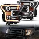 LED Projector Headlights Assembly for F150 2015-2017, Full LED Head Lights with Switchback DRL Dynamic Animation Sequential Turn Signal DOT Approved for Ford F-150 2015-2017 Accessories