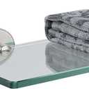 JQK Bathroom Glass Shelf, Tempered Glass Shower Storage 24 by 5 inches, 304 Stainless Steel Brushed Finish Wall Mount, TGS101L24-BN