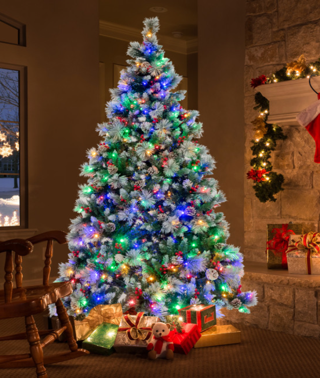 7 Feet Pre-Lit Artificial Christmas Tree with 400 Lights and 1116 Branches