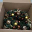Valery Madelyn 20'' Pre-Lit Christmas Wreath for Front Door with Lights, Lighted Christmas Door Wreath with Bronze Copper Good Balls for Home Porch Fireplace Window Holiday Party Wall Decor
