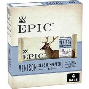 EPIC Venison Sea Salt & Pepper Bars, Keto Friendly, Gluten Free, 4 ct PACK OF 3