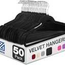 Zober Velvet Hangers 20 Pack - Black for Coats, Pants & Dress Clothes - Non Slip w/ 360 Degree Swivel, Holds up to 10 lbs - Strong Felt Hangers for Clothing