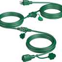 Eversimpleinc Outdoor Extension Cord with Multiple Outlets, (25FT 3 Outlets) Evenly Spaced with Weatherproof Cover, Ideal for Christmas Decoration Garden Patio Lights, 16AWG/3C SJTW, ETL Listed (Green)