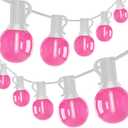 50Ft Valentine's Day Outdoor String Lights, G40 Valentines Day Decorations Lights with 27 LED Pink Shatterproof Bulbs(2 Spare), Hanging Globe Patio Lights for Outside Party Wedding Porch Backyard