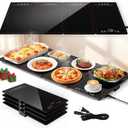Electric Warming Tray,4-in-1 Modular Food Warmers for Parties Buffet with 10 Temp Settings and 8H Timer,33"x15" Glass Food Warming Mat,Portable Warmer for Catering & Gatherings