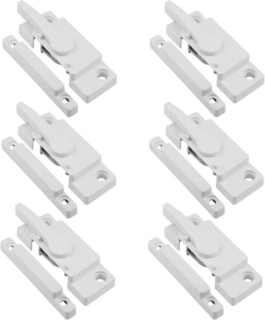 6 Pack Window Sash Locks,Window Latch Cam Action White Window Locks for Double Hung Security Viny Window Latches with Keeper Diecast,Replacement Parts for Vertical and Horizontal Sliding Windows